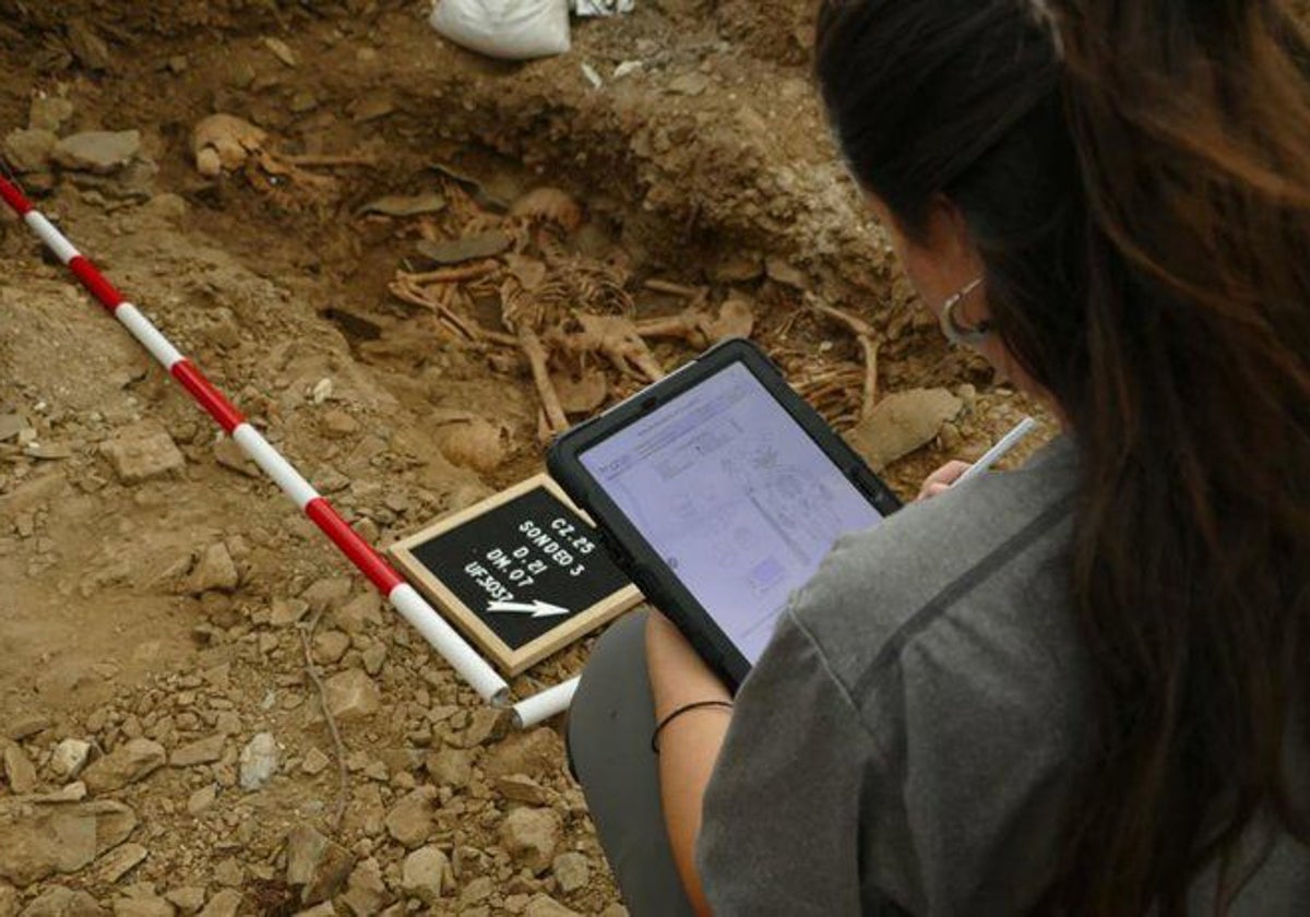 Trabajos de exhumación en el cementerio de Zufre