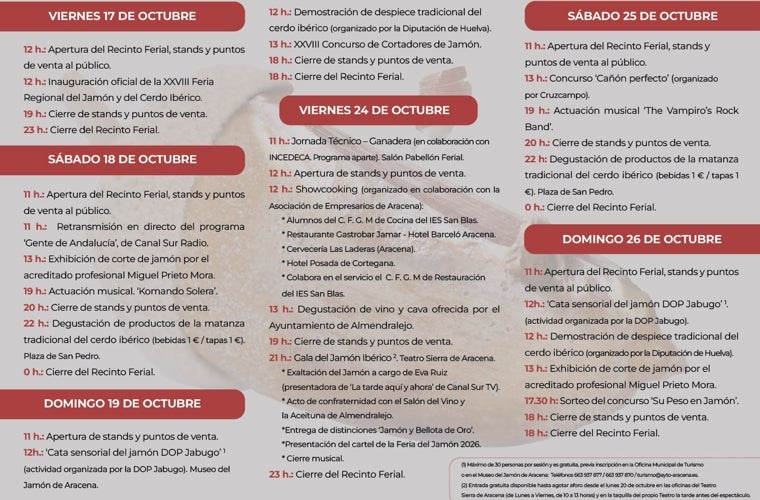 Feria del Jamón de Aracena 2025: programación completa, degustaciones y actuaciones