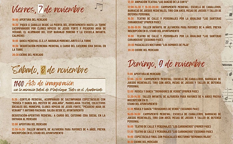 Imagen principal - El Mercado Medieval de San Bartolomé de la Torre cuenta con una variada programación del 7 al 9 de noviembre