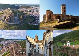 Desde arriba a la izquierda, paisajes de Aracena, Almonaster, Cortegana, Castaño del Robledo y Alájar