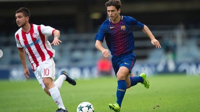 David Alfonso en un encuentro con el juvenil de División de Honor del Barcelona