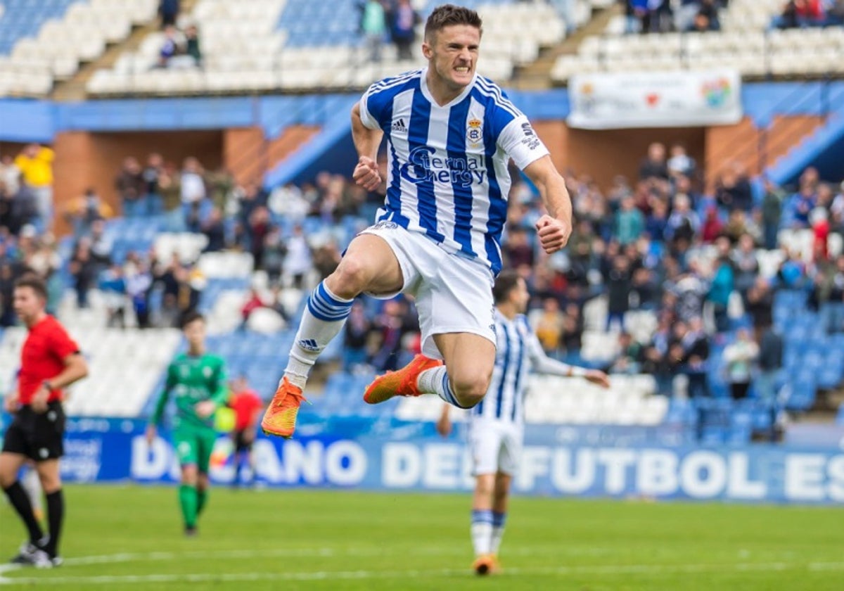 Sergio Chinchilla tras marcarle al Mancha Real en su debut con la camiseta del Recreativo