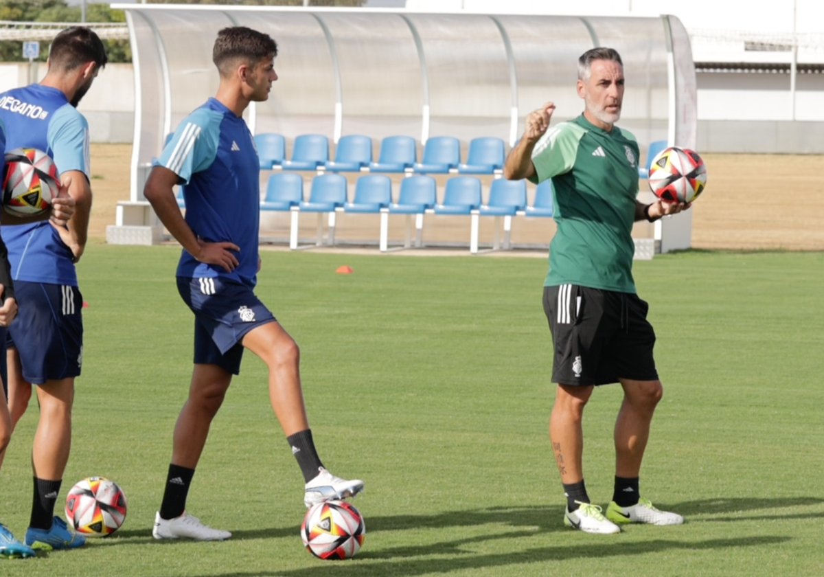 Abel Gómez, en el entrenamiento de este viernes