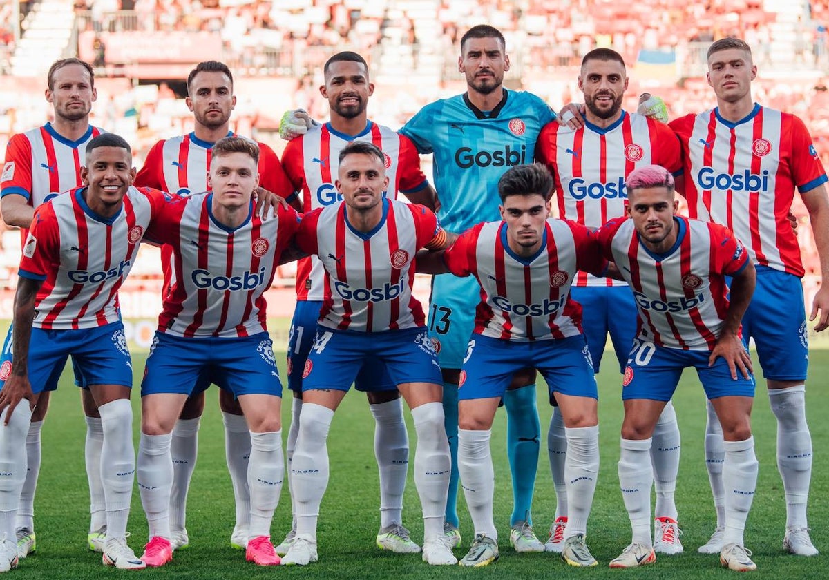 Formación inicial del Girona en un partido de la presente temporada en Primera División