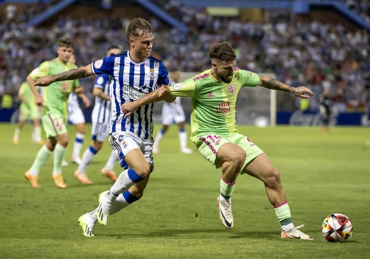 Sergio Diez durante el Recreativo de Huelva-Málaga disputado en el Nuevo Colombino