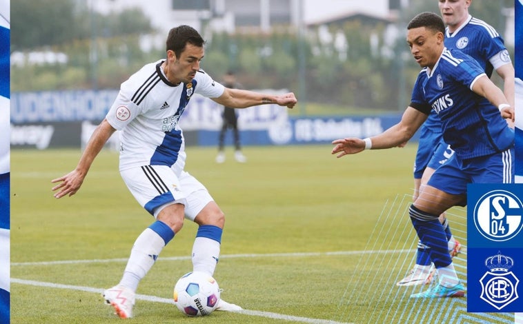 Imagen principal - Recreativo de Huelva-Schalke 04: El duelo de históricos en Albufeira acaba en empate (1-1)