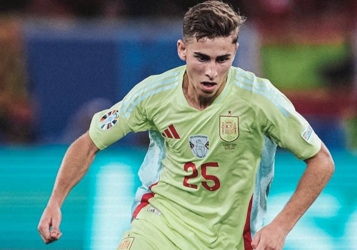 Fermín López, en su debut con España en la Eurocopa ante Albania