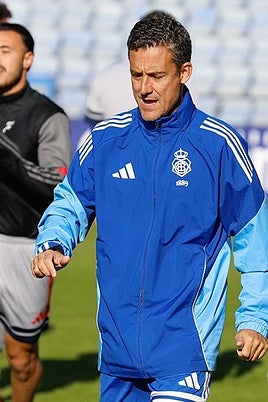 David Torrejon, en un entrenamiento del Recreativo