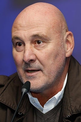 Roberto Ríos, director deportivo del Recreativo de Huelva, en la presentación de Arzu esta mañana