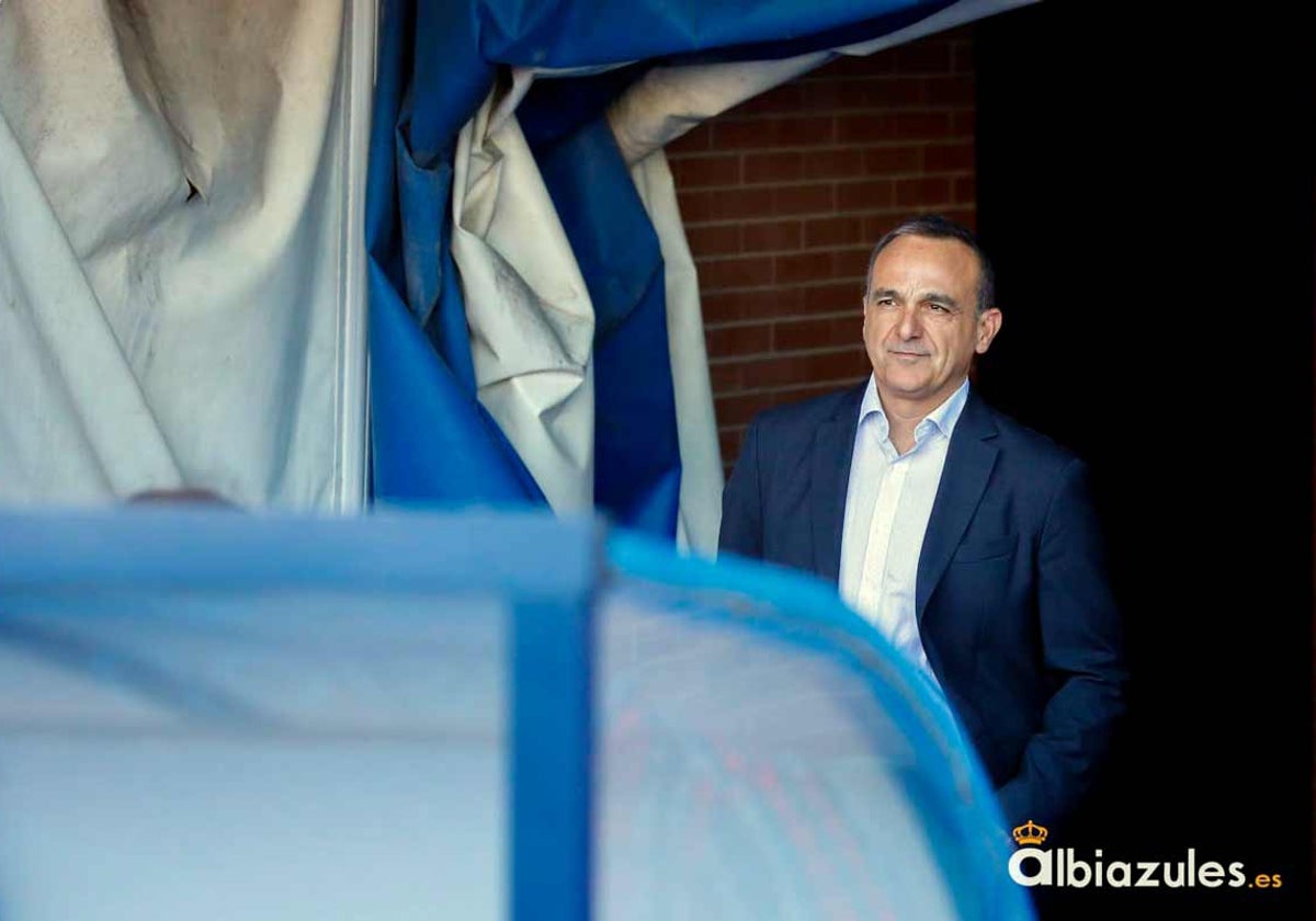 Narciso Rojas el pasado viernes en el túnel de vestuarios del Nuevo Colombino
