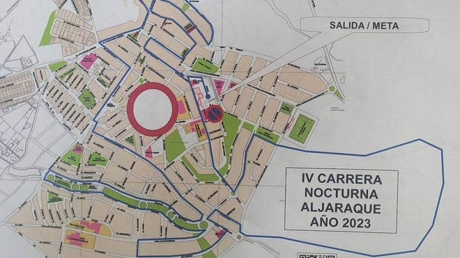 El recorrido de la carrera nocturna de Aljaraque