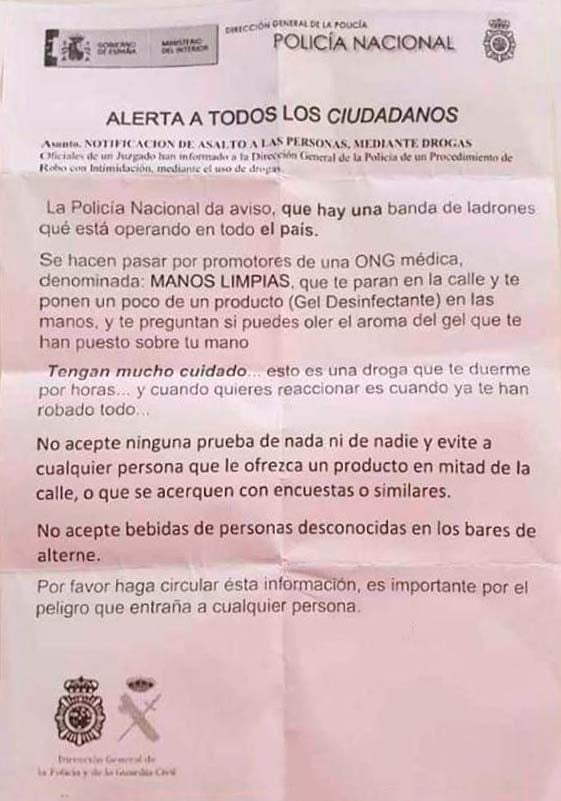 El supuesto aviso policial