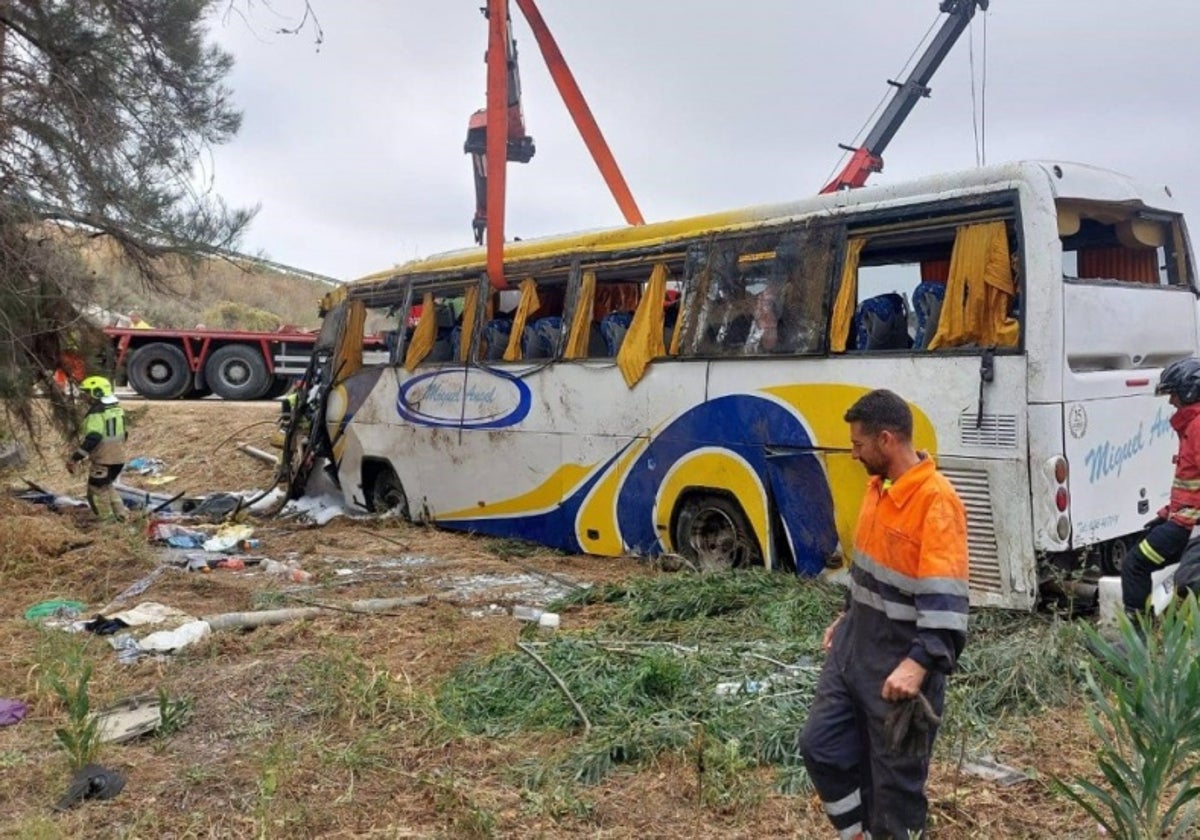 Imagen del autobús siniestrado el pasado lunes en Almonte