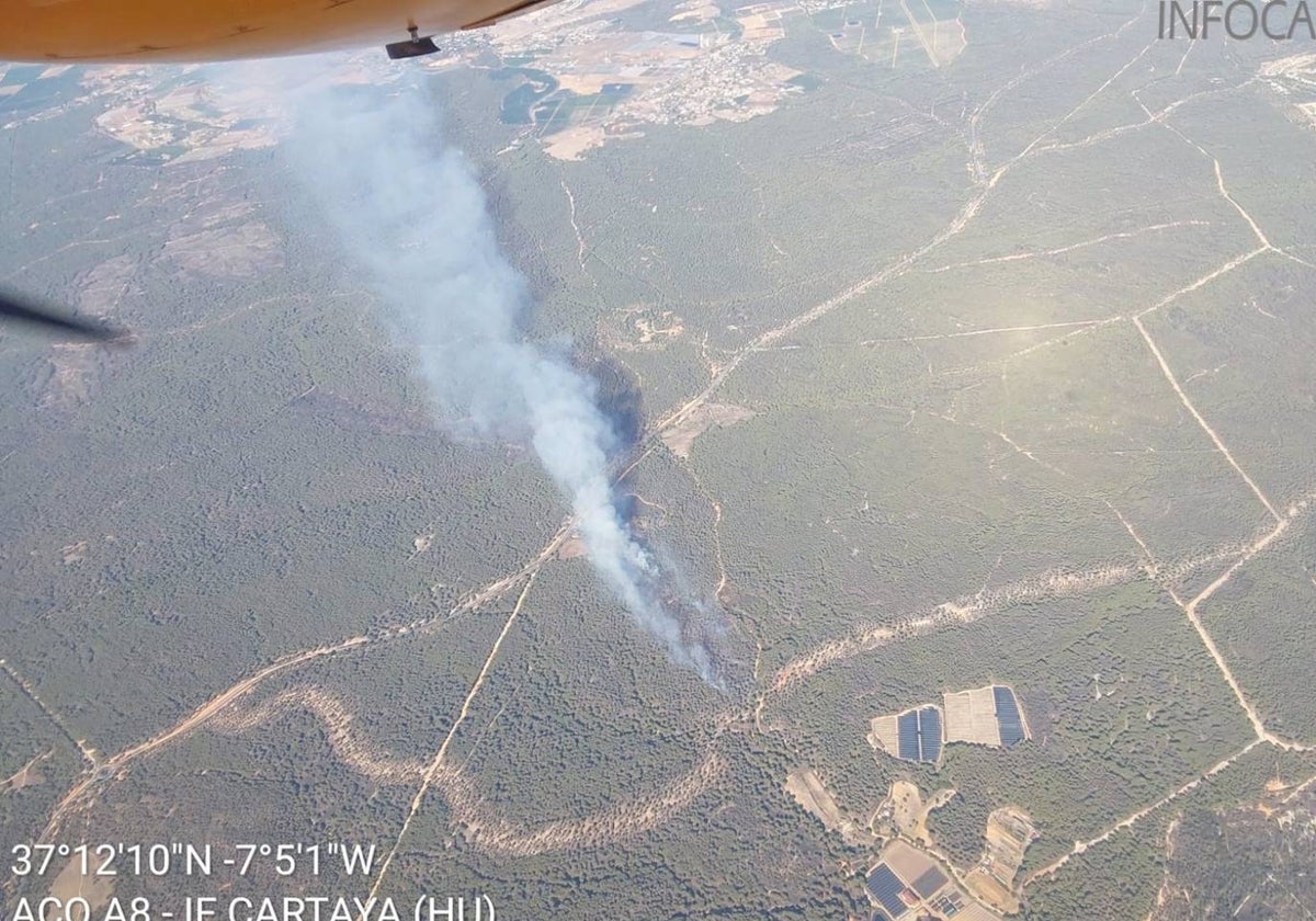 Imagen área del paraje donde se originó el incendio forestal