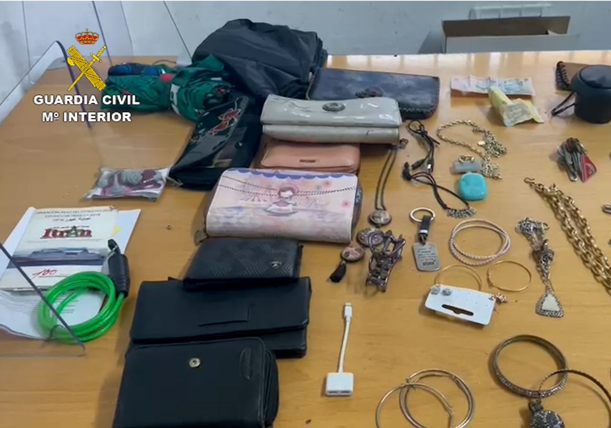 Algunos de los enseres recuperados tras la detención de esta persona