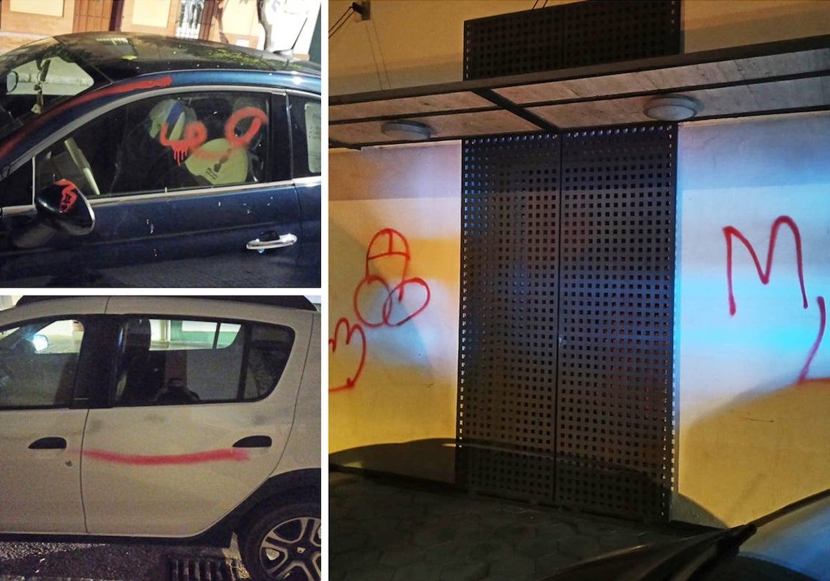 Pintadas en vehículos y edificios públicos en la noche de Halloween en San Juan del Puerto