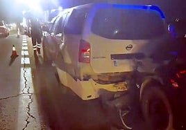 Dos heridos en la N-435 tras una colisión por alcance con cinco vehículos implicados