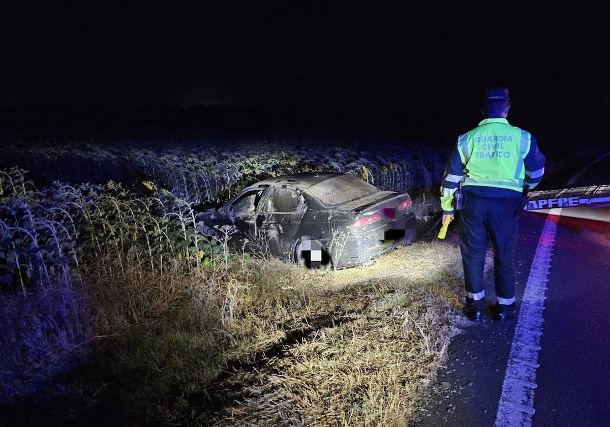 El vehículo se salió de la vía en la carretera tras chocar con unos animales sueltos en la carretera