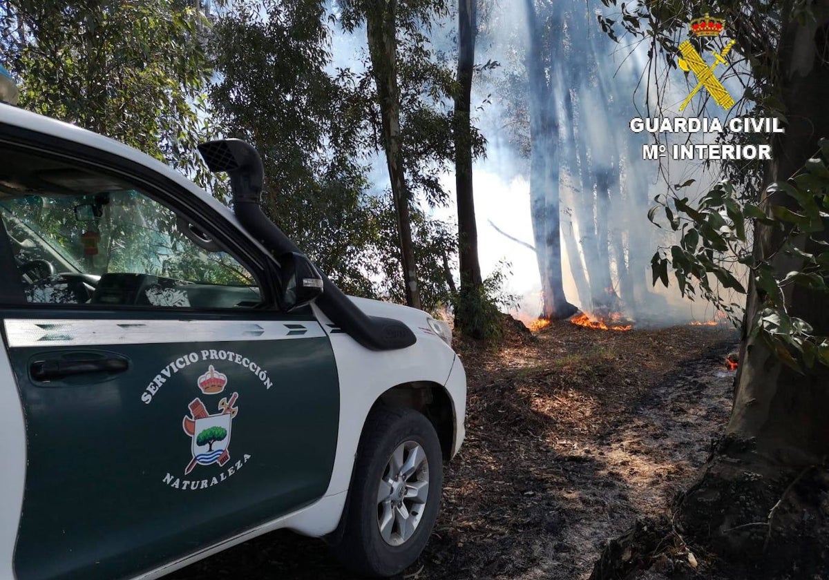 Vehículo del Seprona en un incendio