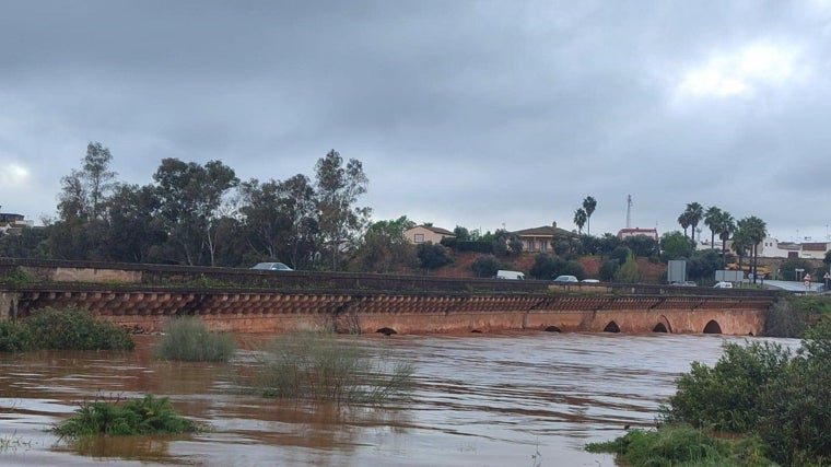 Crecida del río Tinto a su paso por Niebla