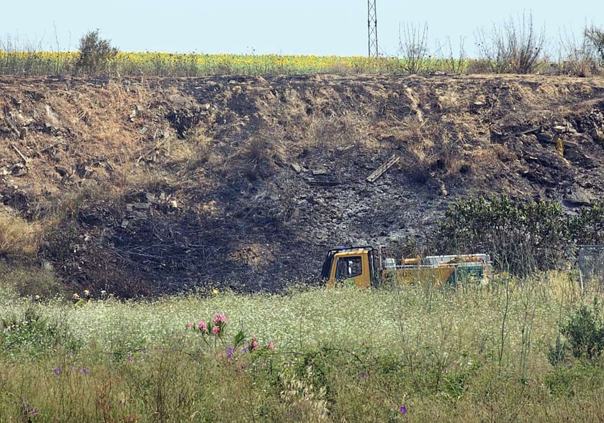Una ladera con restos del incendio declarado esta mañana