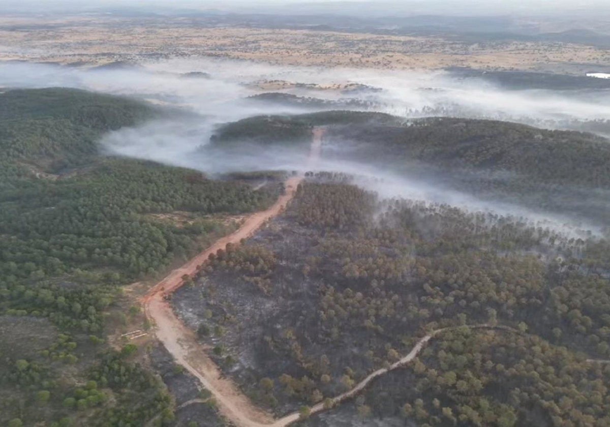 Incendio forestal en Aroche