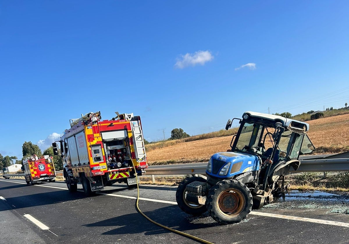 El tractor accidentado