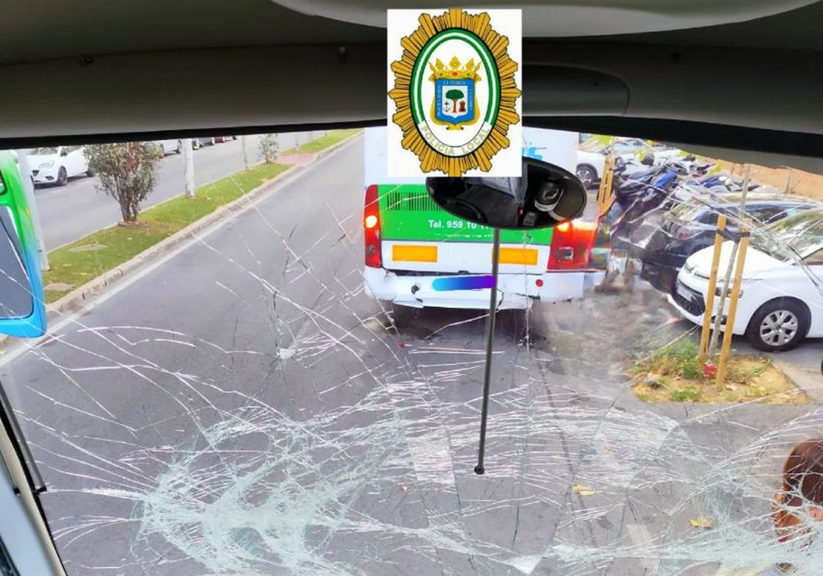 Imagen del cristal de uno de los autobuses