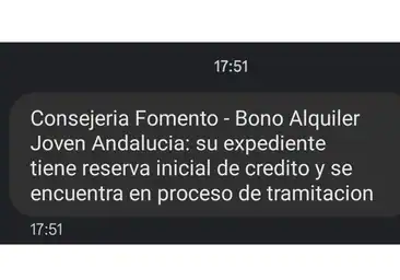 El SMS sobre el bono del alquiler joven de Andalucía: ¿qué significa que 'su expediente tiene reserva inicial de crédito'?
