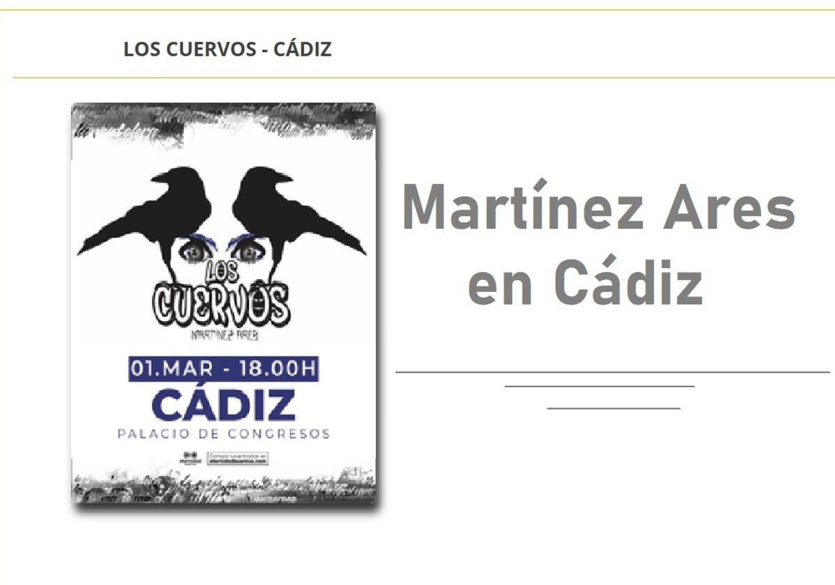 &#039;Los cuervos&#039;, la antología de Martínez Ares, actuará en el Palacio de Congresos de Cádiz: fecha y precio de las entradas