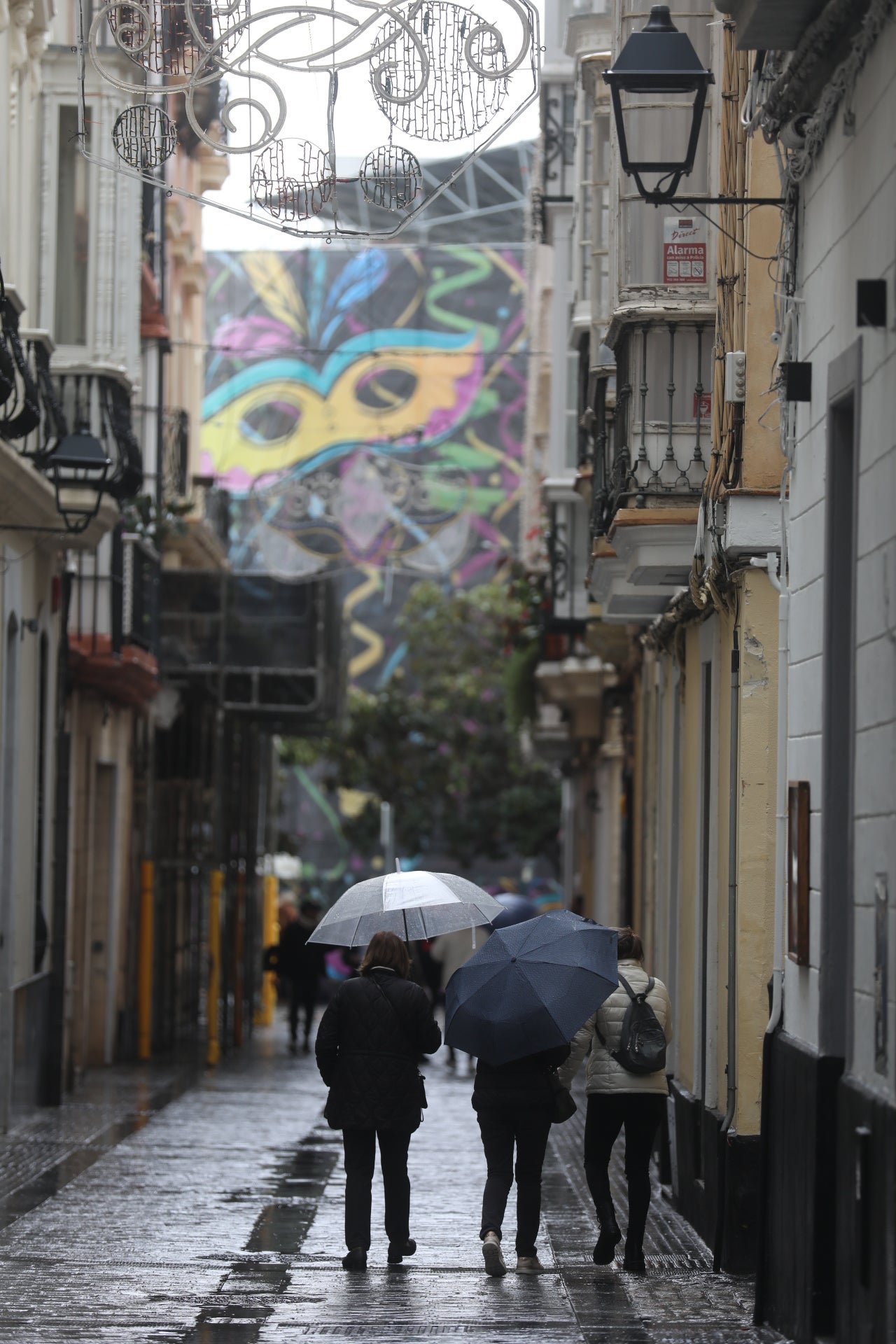 Fotos: La borrasca Jana agua el segundo Domingo de Carnaval en Cádiz