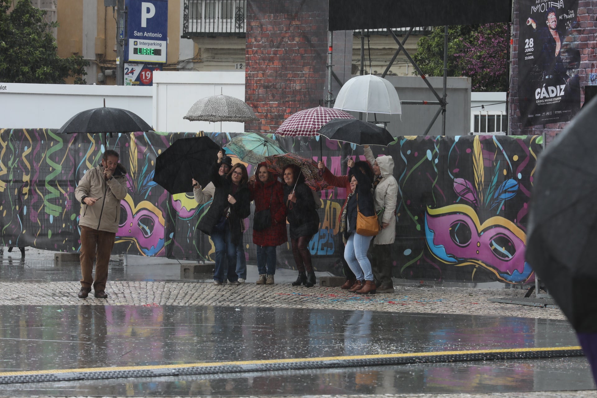 Fotos: La borrasca Jana agua el segundo Domingo de Carnaval en Cádiz