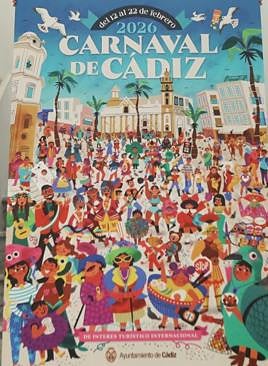 Imagen - El Carnaval de Cádiz 2026 ya tiene cartel: así es la multitud colorista que se apodera de la plaza de la Catedral