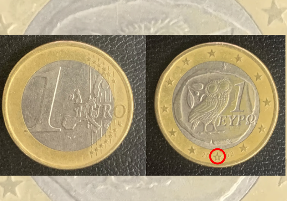 La curiosa moneda de 1 euro con el búho de la suerte que puedes vender por  una buena cantidad, ¿qué significa la 'S' en una estrella?