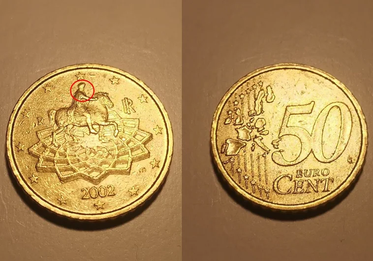 La curiosa moneda de 50 céntimos italiana que se vende a precio de oro, ¿quién es el jinete del diseño?