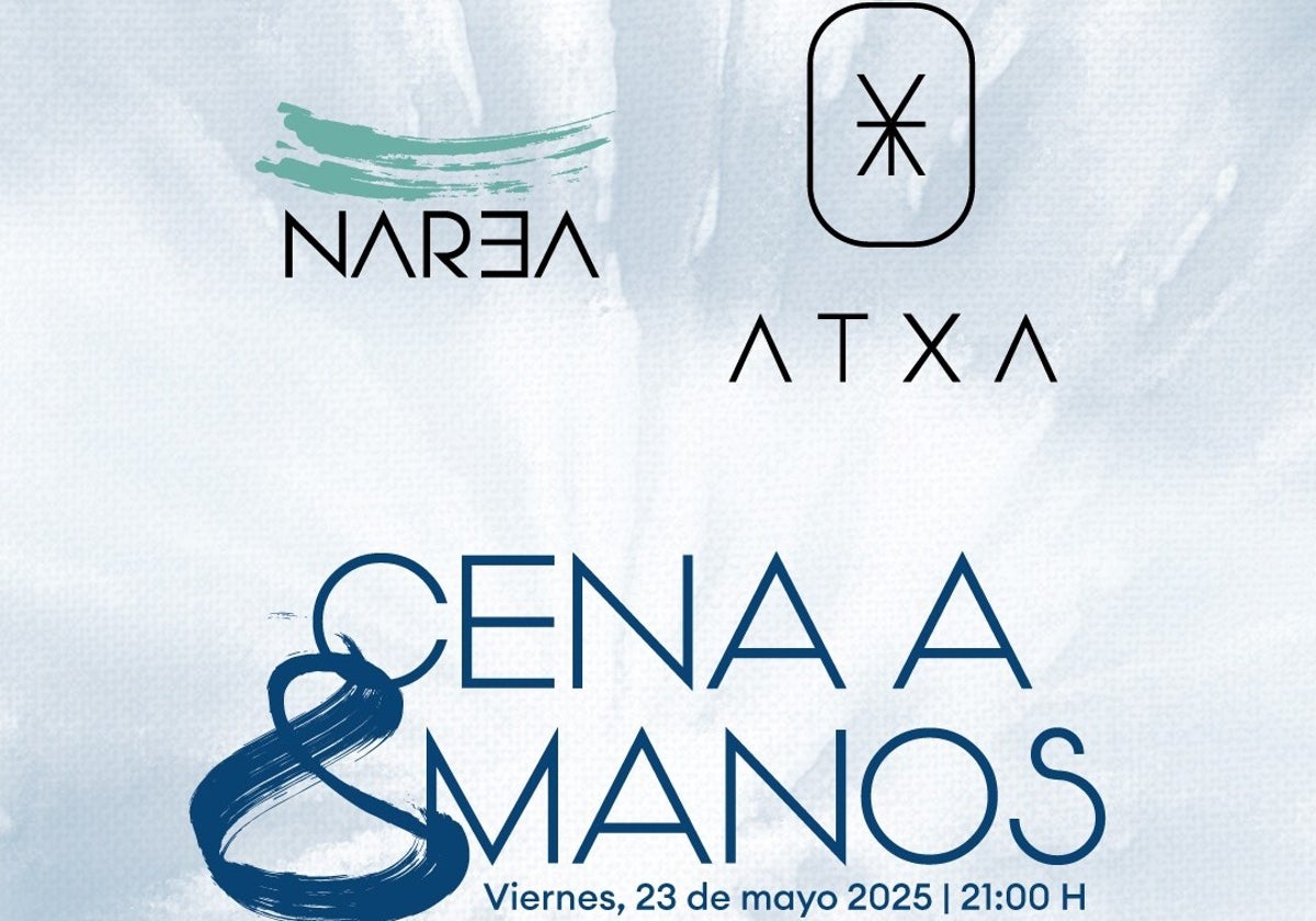 Cartel de la cena a 8 manos en el restaurante Narea de Vejer de la Frontera