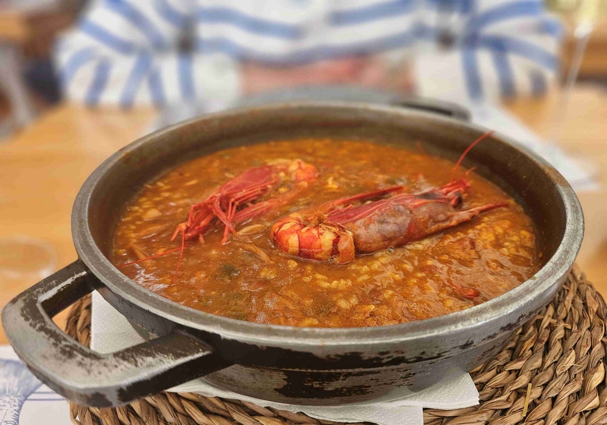 Arroz de carabineros en el restaurante La Marea en Cádiz