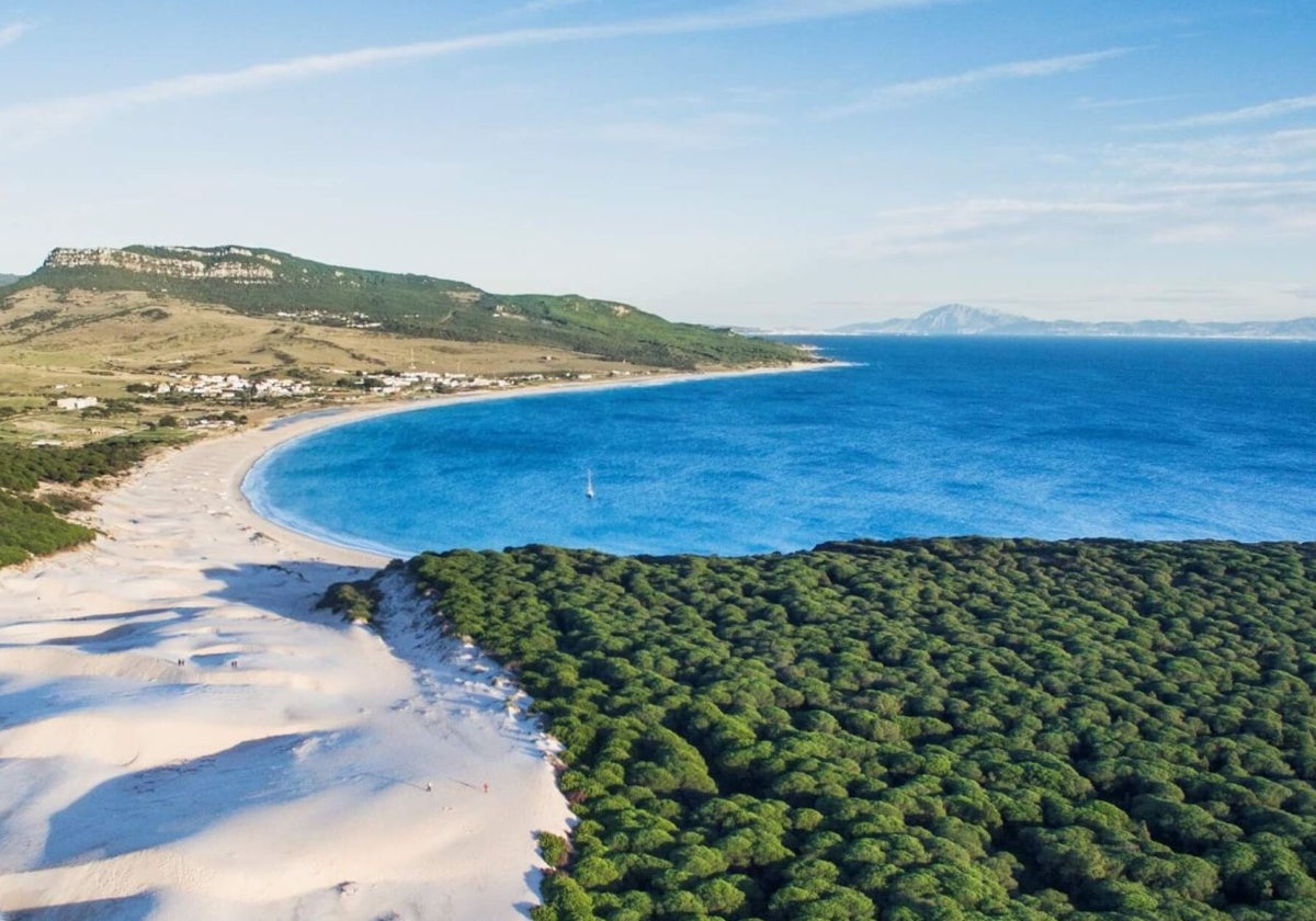 Panorámica de la playa de Bolonia en Cádiz