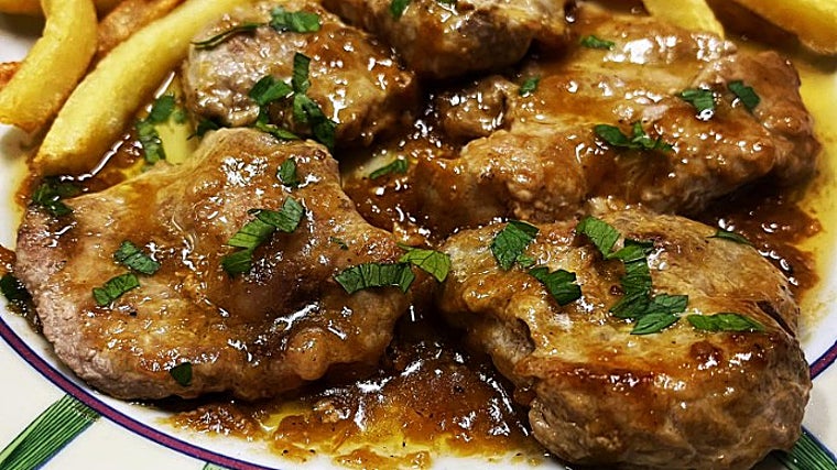 Solomillo de cerdo al ajillo en el Cortijo Los Monteros