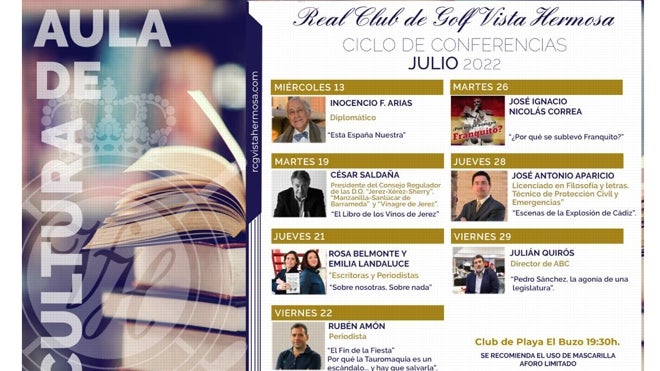 Inocencio Arias abre el ciclo de conferencias del Real Club de Golf Vista Hermosa