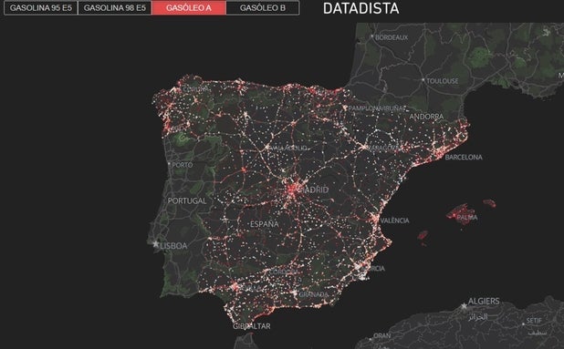 El mapa de las gasolineras más baratas que puedes consultar en tu móvil u ordenador