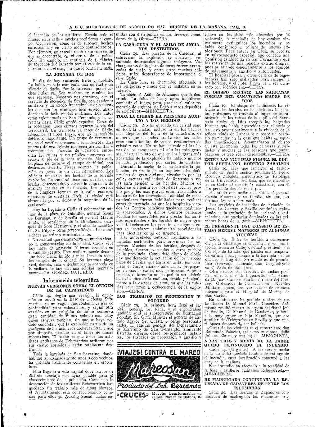 Las fotos de la Gran Explosión en Cádiz: así contó la prensa de la época la tragedia del 1947