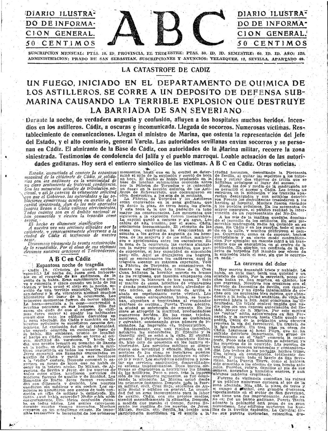 Las fotos de la Gran Explosión en Cádiz: así contó la prensa de la época la tragedia del 1947