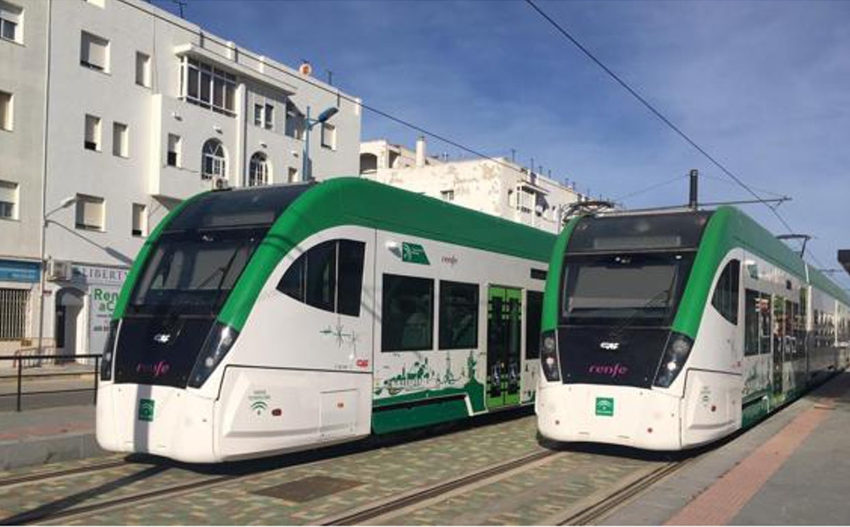 Pruebas de los trenes del tranvía de la Bahía de Cádiz