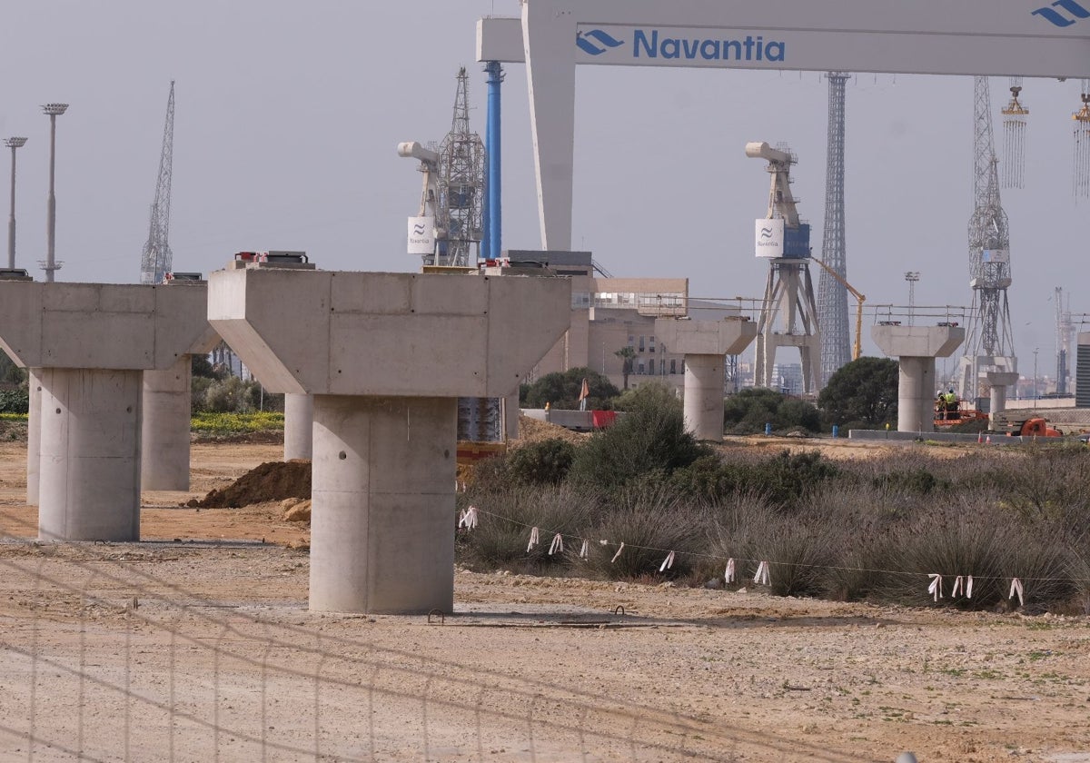 Disposición de los pilares que integran el viaducto del trazado del tren