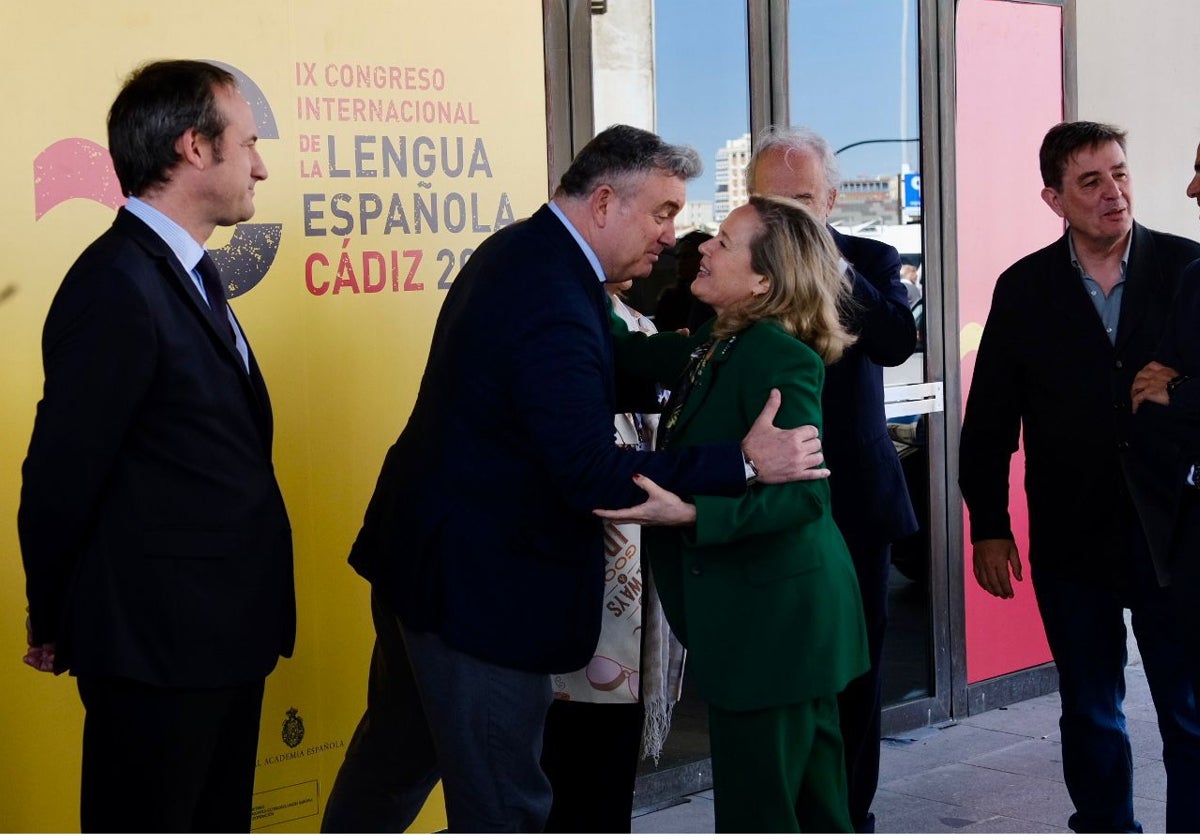 La ministra Nadia Calviño, a su llegada al Palacio de Congresos.