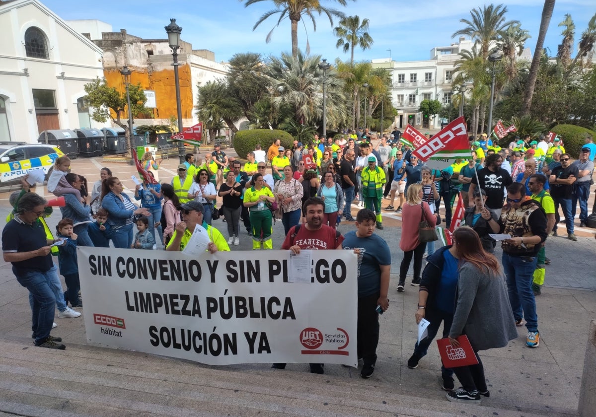 Trabajadores de recogida de residuos urbanos en la manifestación