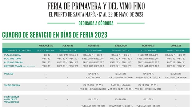 Consulta los horarios de los autobuses urbanos para la Feria de El Puerto