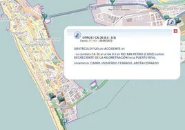 Retenciones en el Puente Carranza de Cádiz debido a un accidente de tráfico