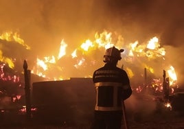 Bomberos interviene durante toda una noche en la extinción de un gran incendio de alpaca en Puerto Real